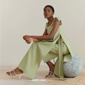 NWT Andrea Iyamah Afo Wasabi Linen Shirt Dress S